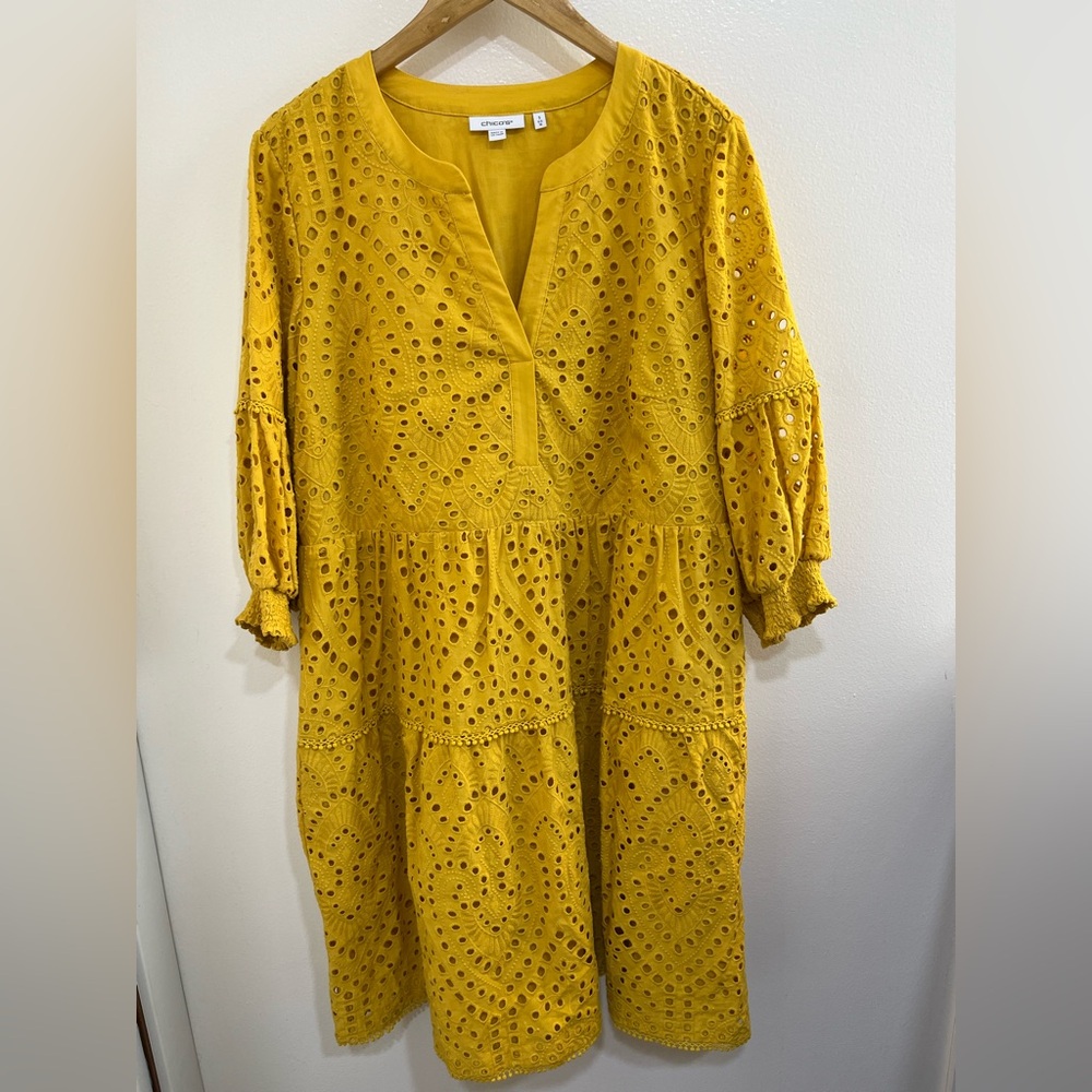 Chicos Yellow Eyelet Dress